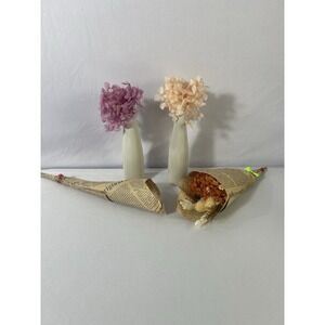 Mini Preserved Hydrangeas Bouquet | With Vases Ribbon -‎ Dried Flower Floral D